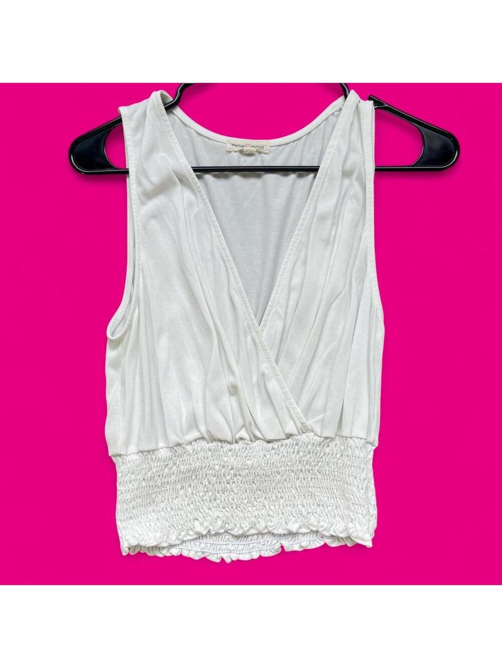 Moa Moa White ruched crop tank top